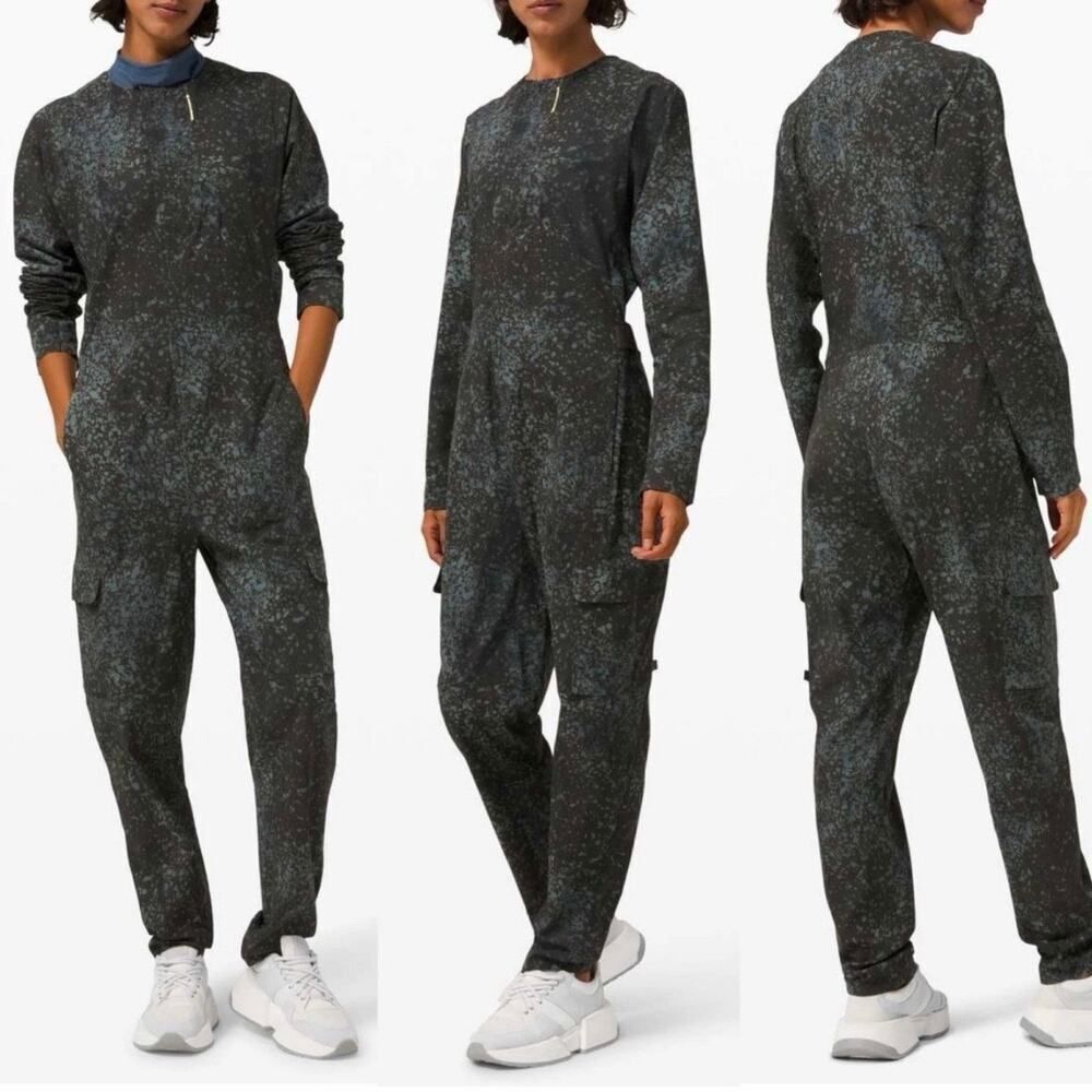 Lululemon Reykur Jumpsuit XS Planet Surface Blue Fog Multi Utility Coverall NWOT
